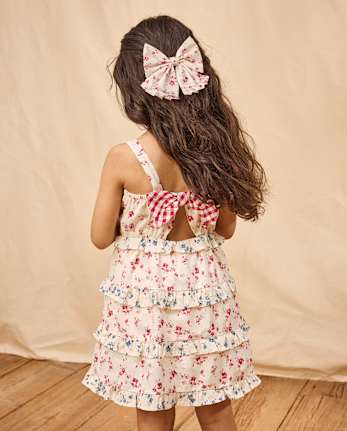 Girls Floral Ruffle Bow Back Dress - Nantucket Charm