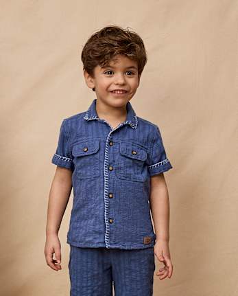 Boys Textured Button Up Shirt - Driftwood Bay