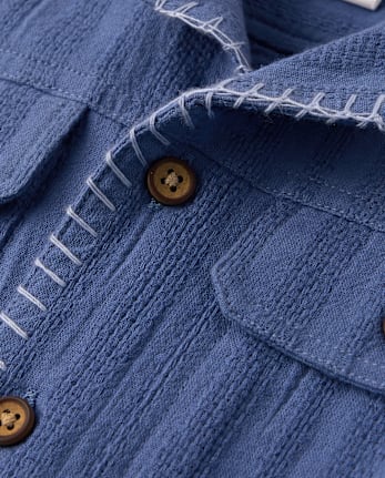 Boys Textured Button Up Shirt - Driftwood Bay