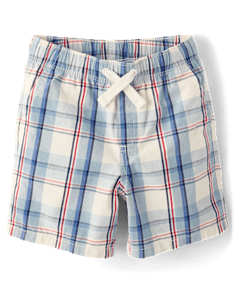 Boys Plaid Poplin Pull On Shorts - Nantucket Charm