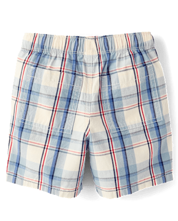 Boys Plaid Poplin Pull On Shorts - Nantucket Charm