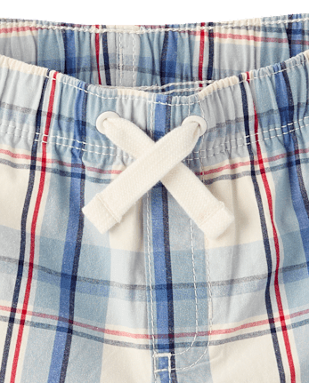 Boys Plaid Poplin Pull On Shorts - Nantucket Charm