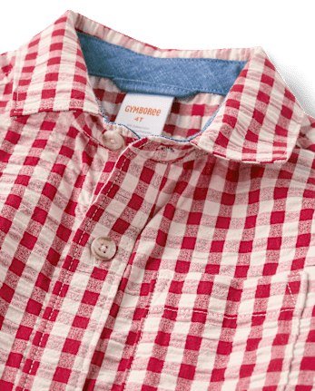 Boys Gingham Seersucker Button Up Shirt - Nantucket Charm