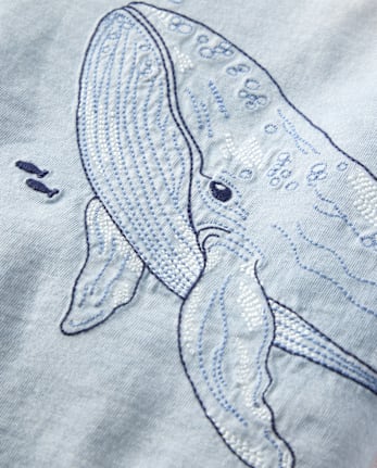 Boys Dip Dye Embroidered Whale Top - Driftwood Bay