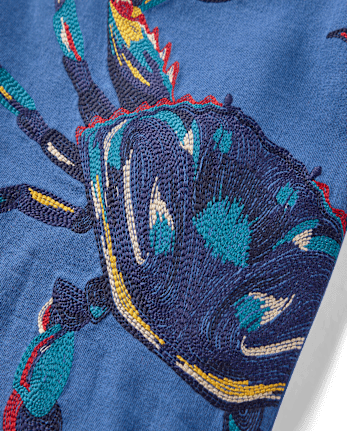 Boys Embroidered Crab Top - Driftwood Bay