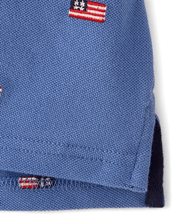 Kids Embroidered Flag Soft Pique Polo - Nantucket Charm