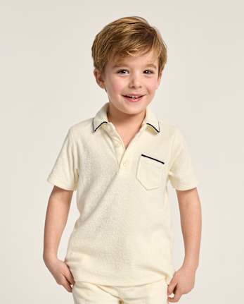 Boys Contrast Terry Polo - Nantucket Charm
