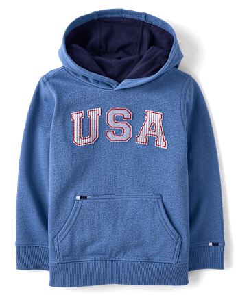 Kids Applique USA French Terry Hoodie - Nantucket Charm