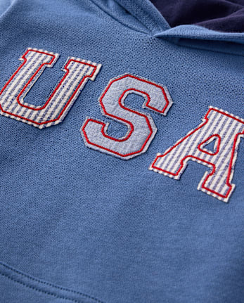 Kids Applique USA French Terry Hoodie - Nantucket Charm