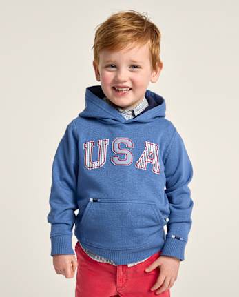 Kids Applique USA French Terry Hoodie - Nantucket Charm