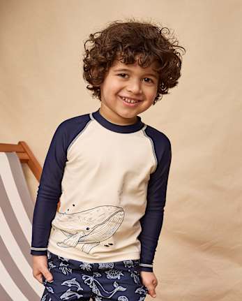 Boys Embroidered Whale Rashguard - Swim Shop