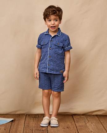 Boys Textured Pull On Shorts - Driftwood Bay