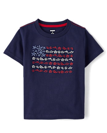 Boys Embroidered Sea Creature Flag Top - Nantucket Charm