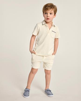 Boys Contrast Terry Pull On Shorts - Nantucket Charm