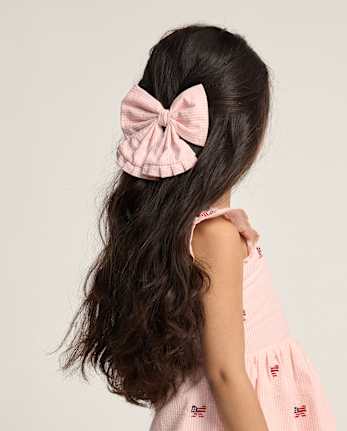 Girls Floral Ruffle Bow Hair Clip 2-Pack - Nantucket Charm