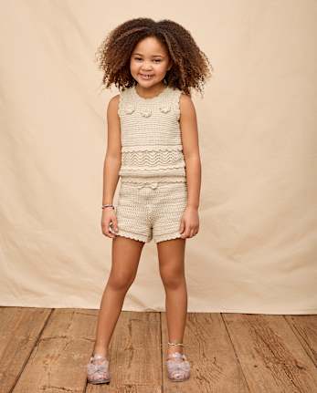 Girls Crochet Scalloped Crochet Shorts - Driftwood Bay