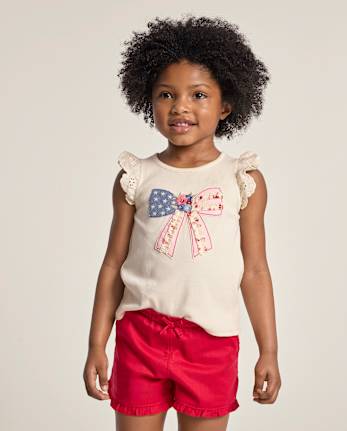 Girls Applique Embroidered Americana Top - Nantucket Charm