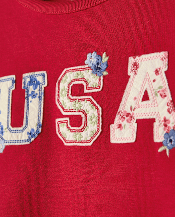 Girls Applique Embroidered Americana Top - Nantucket Charm