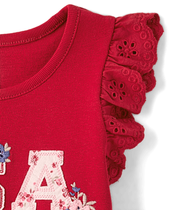 Girls Applique Embroidered Americana Top - Nantucket Charm