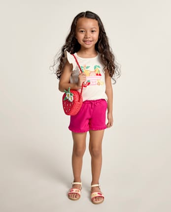 Girls Ruffle Pull On Shorts - Little Essentials