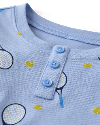 Boys Tennis Snug Fit Cotton Henley Pajamas - Gymmies