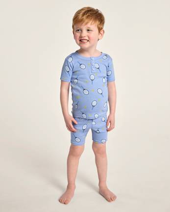 Boys Tennis Snug Fit Cotton Henley Pajamas - Gymmies