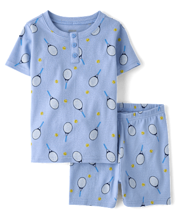 Boys Tennis Snug Fit Cotton Henley Pajamas - Gymmies