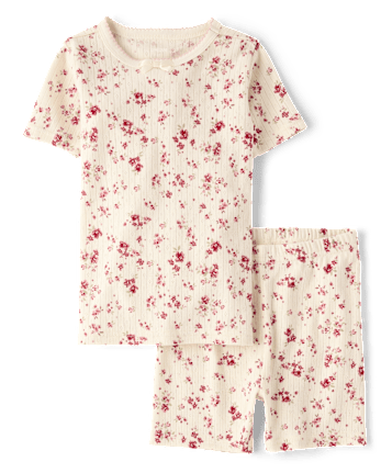 Girls Floral Snug Fit Pointelle Pajamas - Gymmies
