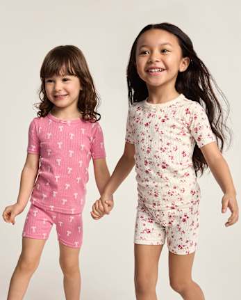 Girls Floral Snug Fit Pointelle Pajamas - Gymmies