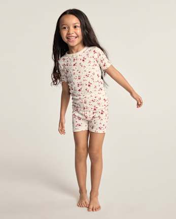Girls Floral Snug Fit Pointelle Pajamas - Gymmies
