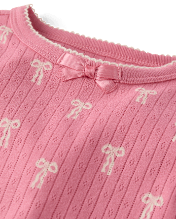 Girls Bow Snug Fit Pointelle Pajamas - Gymmies
