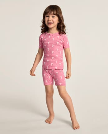 Girls Bow Snug Fit Pointelle Pajamas - Gymmies