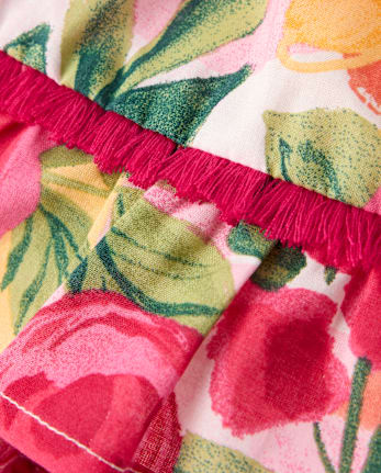 Baby Girls Floral Tassel Bow Shoulder Dress - Amalfi Coast