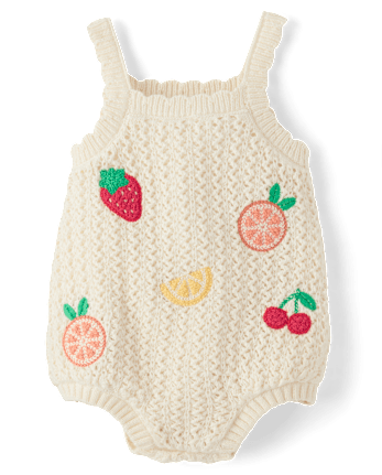 Baby Girls Crochet Applique Fruit Romper - Amalfi Coast