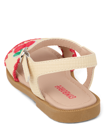Girls Embroidered Fruit Sandals - Amalfi Coast
