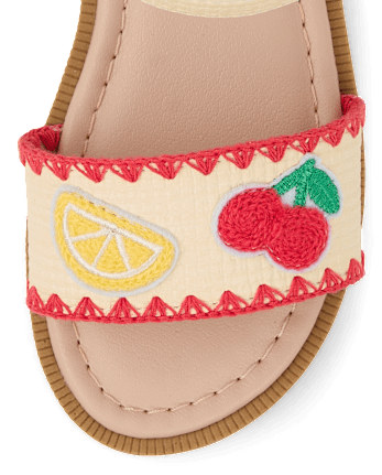 Girls Embroidered Fruit Sandals - Amalfi Coast
