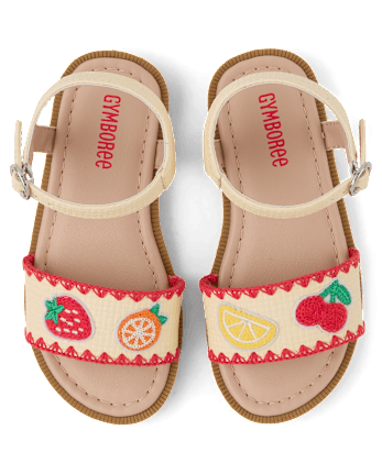 Girls Embroidered Fruit Sandals - Amalfi Coast