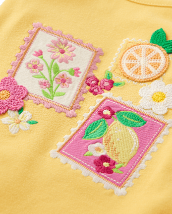 Girls Embroidered Flutter Top - Amalfi Coast