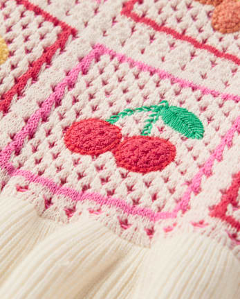 Girls Crochet Applique Fruit Peplum Tank Top - Amalfi Coast