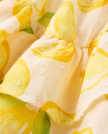 Girls Lemon Clip Dot Ruffle V-Hem Skort - Amalfi Coast