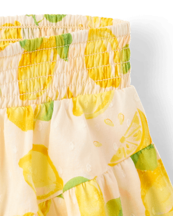 Girls Lemon Clip Dot Ruffle V-Hem Skort - Amalfi Coast