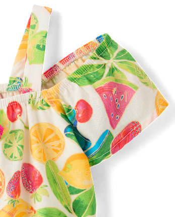 Girls Fruit Tassel Cold Shoulder Top - Amalfi Coast