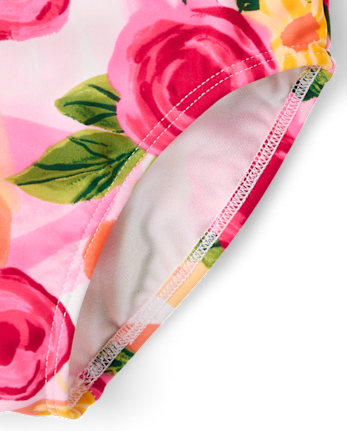 Girls Floral Bow One Shoulder One Piece Swimsuit - Swim Shop