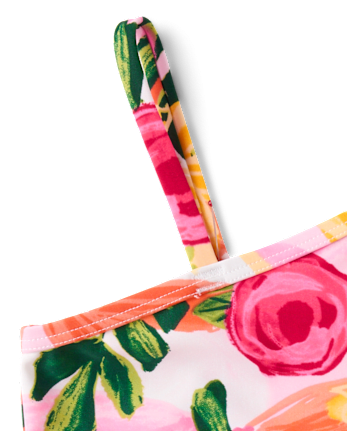 Girls Floral Bow One Shoulder One Piece Swimsuit - Swim Shop