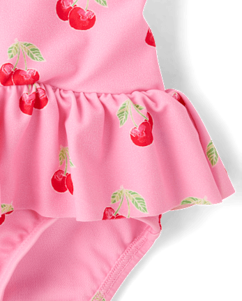 Girls Cherry Bow Ruffle One Piece Swimsuit - Swim Shop