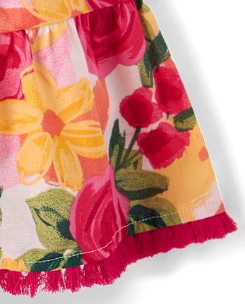 Girls Floral Tassel One Shoulder Dress - Amalfi Coast