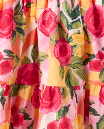 Girls Floral Tassel One Shoulder Dress - Amalfi Coast