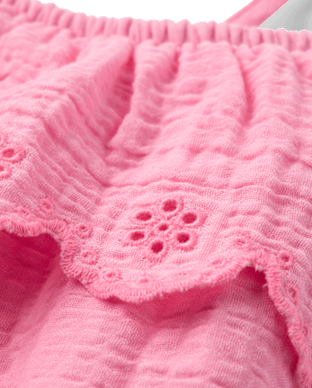 Girls Embroidered Eyelet Gauze Tank Top - Amalfi Coast