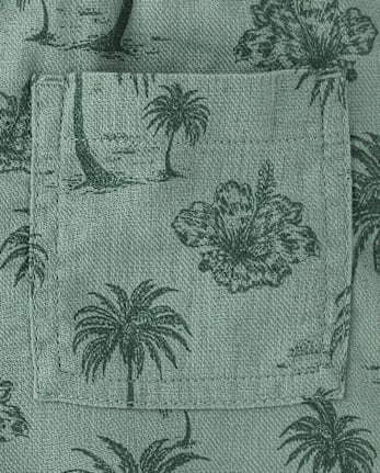 Boys Tropical Linen-Blend Pull On Shorts - Amalfi Coast