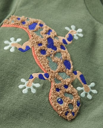 Boys Chenille Embroidered Lizard Top - Amalfi Coast